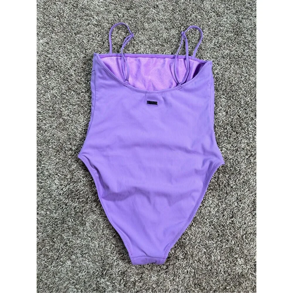 triangl swimwear lavender purple ribbed one piece swimsuit square neckline XS